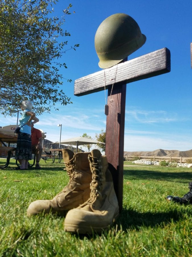 Students in College of the Canyon’s Civic Engagement Club’s Veteran Committee brought awareness to veteran suicide through a four-day visual display on the college’s Canyon Country campus. Photos courtesy of Desi Angelo Aleman