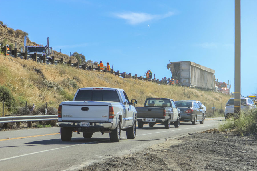 Jackknifed semi truck causes traffic delays