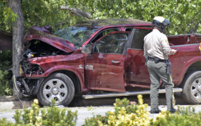 Single vehicle knocks down power lines in Saugus