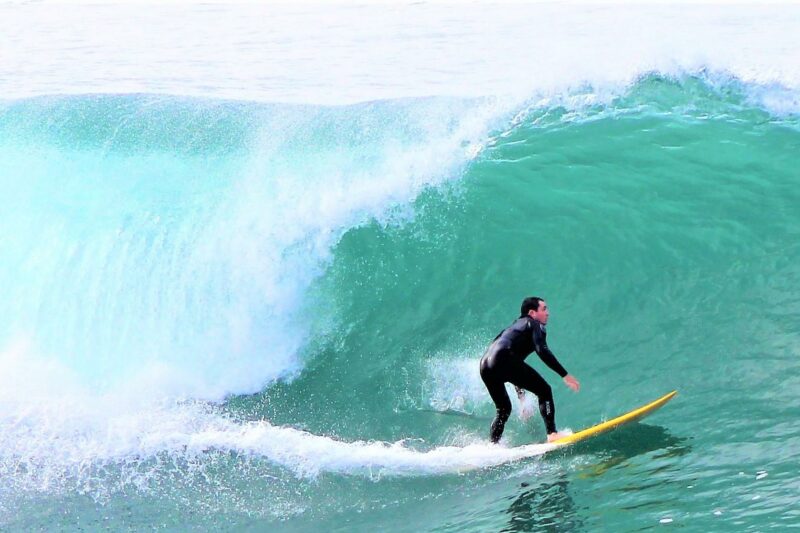 Catching a wave in Huntington Beach, the home of the Vans US Open of Surfing.