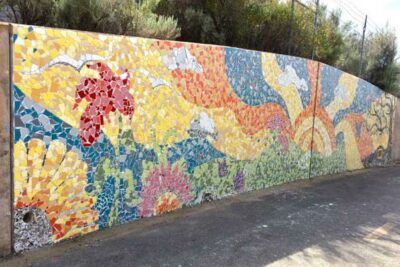 The “Community Mosaic Mural,” located on the South Fork Trail between Valencia Boulevard and McBean Parkway, was installed in 2014.
