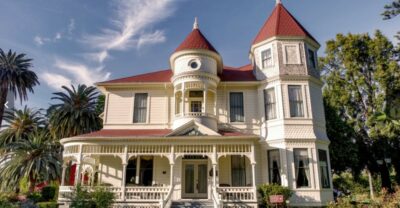 At Camarillo Rancho the current three-story 14-room Victorian Queen Anne ranch house was built in 1892 to replace the original adobe that was destroyed in a fire.