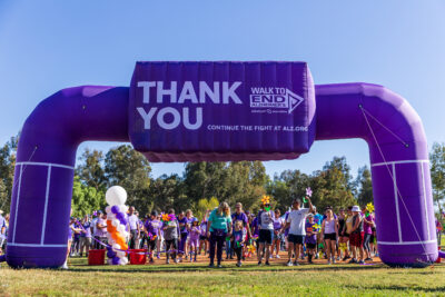 Walk participants prepare to begin to line up during the 2022 Walk to End Alzheimer's at Bridgeport Park in Valencia, Calif., on Saturday, Oct. 8, 2022.