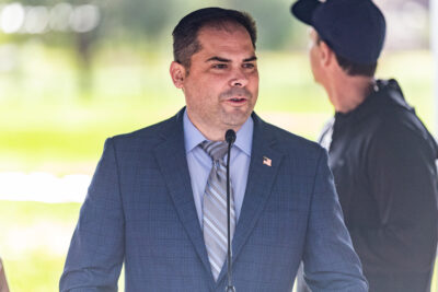 Rep. Mike Garcia, R-Santa Clarita, speaks to the crowd gathered for the second annual Martin Luther King, Jr. Day Unity Walk at Central Park in Saugus, Calif., on Monday, Jan. 16, 2023. Chris Torres/The Signal