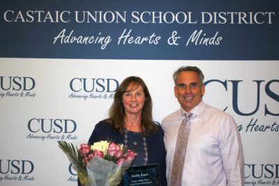 Debbie Rupel with Acting Superintendent Bob Brauneisen. Courtesy photo.