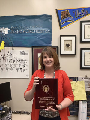 Music educator Peggi Stoffel was recently recognized at the state level as this year’s “Middle School Music Educator Specialist” by the California Music Educators Association. Courtesy photo.
