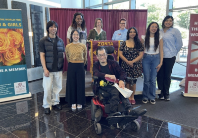 Front row from left: Golden Z Club members James Lee, Danielle Sanchez, Jericho Perez, Aliyah Beyah, Karen Flores and Lauryn Kanagi. Back row from left Zontian Cherise Moore; COC Golden Z Advisor Patricia Robinson; and Nicole Miller, president of Zonta Club of SCV. Courtesy photo.