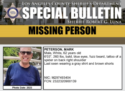 The Los Angeles County Sheriff’s Department Missing Persons Unit is asking for the public’s help locating missing person Mark Peterson. Courtesy photo.