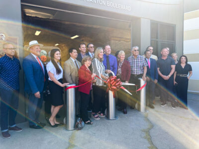 Santa Clarita Valley dignitaries during the ribbon cutting ceremony for the new Vista Canyon Multi-Modal Center. Katherine Quezada/The Signal