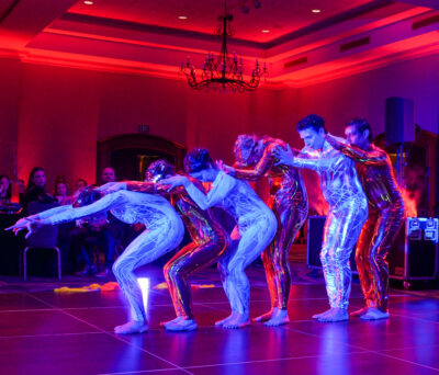 A vibrant colorful performance during the VIA Bash “Fire and Ice” ball 2023 where performers were in fire and ice themed costumes. Katherine Quezada/ The Signal