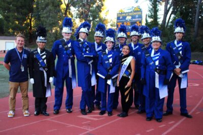Senior night: Director of Bands Evan Block, Rodrigo del Rio, Wil Wofford, Brady MacDougall, Devin Burns, Adelaide Hester, Martin Takishita, Chloe Vergel de Dios, Jacob White, Bobby Roybal, Noreen Ross and Aidan Sandoval. Photo courtesy of Alicia Ross.