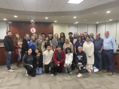 Bowman High School students and staff were on hand to see school Principal Nina Zamora receive the One Hart Award. Tyler Wainfeld/The Signal.