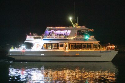 One-hour Holiday Lights Harbor Cruises in Ventura Harbor are offered to visitors on select dates through Dec. 23 from 6:30 to 7:30 p.m. Courtesy photo.