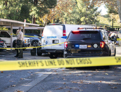 Deputies and the coroner were on the scene on the 25000 block of Peachland Avenue Saturday afternoon. Habeba Mostafa/ The Signal
