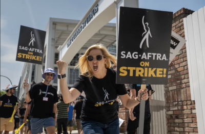 Screen Actors Guild members and Writers Guild of America members picket at the Amazon Culver Studios in Culver City on June 17, 2023. Photo by Julie A Hotz for CalMatters