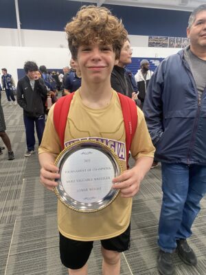 Valencia freshman 120-pound wrestler Slater Hicks won the Tournament of Champions at the end of December. Courtesy photo.