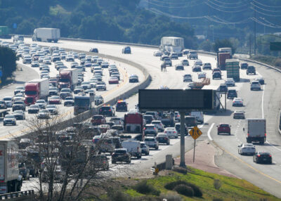 Traffic on the 14 Highway southbound on Monday afternoon after a RV was involved in a traffic collision. Katherine Quezada/ The Signal
