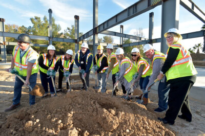 Dignitaries use their shovels during the groundbreaking ceremony of the two-story classroom addition and flex lab at James Foster Elementary in Santa Clarita on Tuesday, 011624. Dan Watson/The Signal
