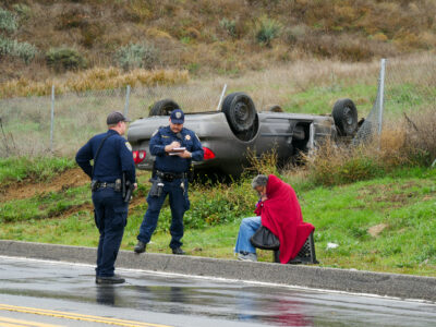 No transports in a vehicle rollover on San Francisquito Canyon Road near West Lowridge Place on Monday. Katherine Quezada/The Signal