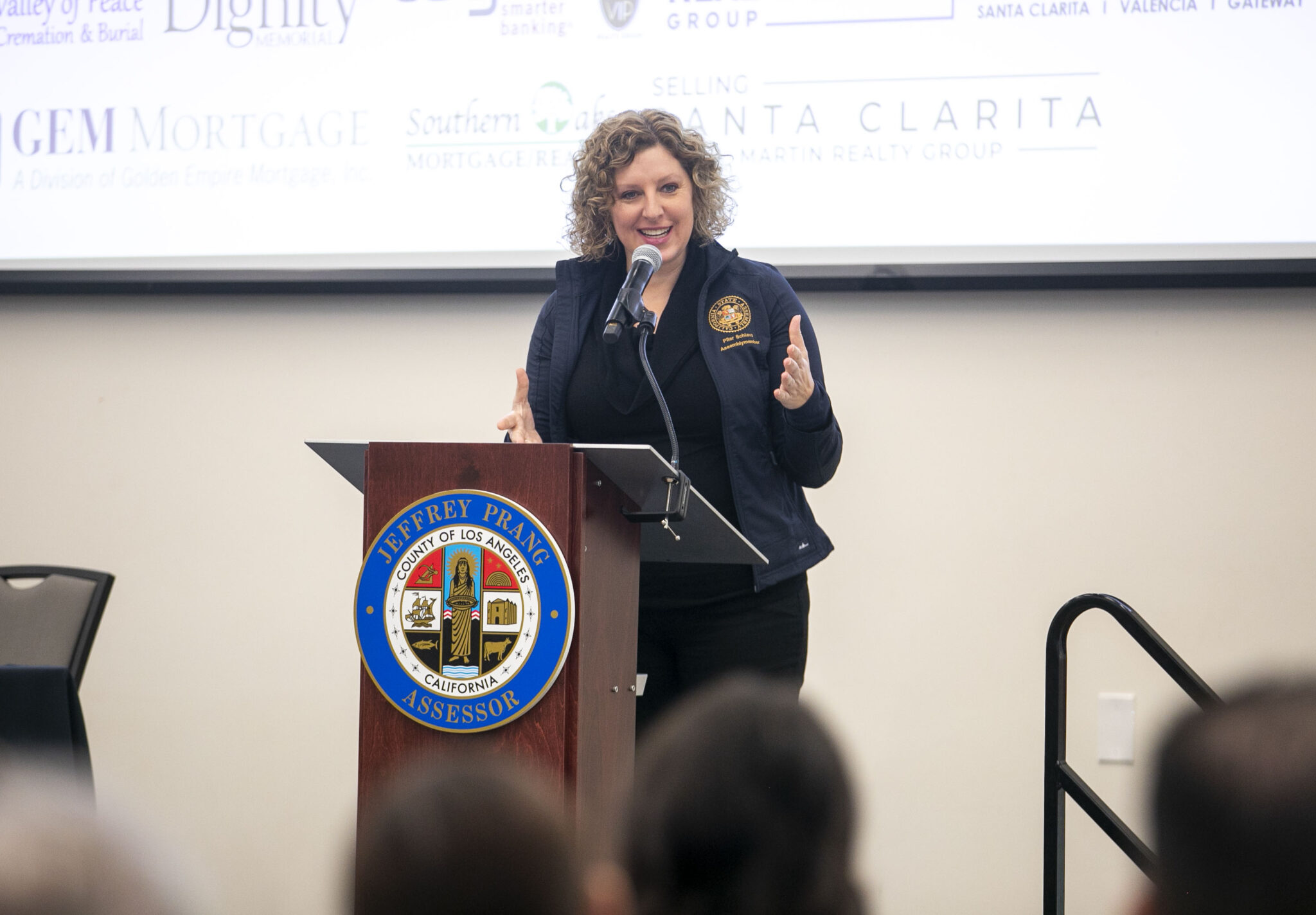 Assemblywoman Pilar Schiavo speaks to the crowd at the Santa Clarita Homeowners' Resource Fair on Saturday at Canyon Country Community Center. Habeba Mostafa/ The Signal