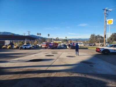 A Kathy's Landscaping truck was damaged on Tuesday after it was reportedly stolen and pursued by the owners. Courtesy photo.