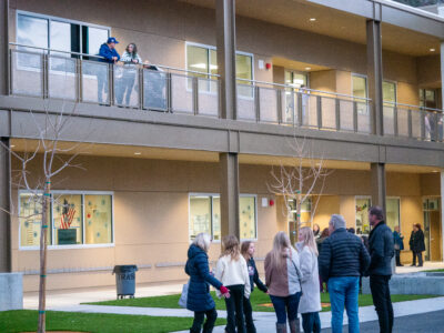 Charles Helmers Elementary School students and parents take a look at the new building on Thursday evening. Katherine Quezada/ The Signal