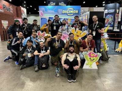 Bryce Miller (kneeling) won the Digimon trading card game national championship in January. Courtesy photo.