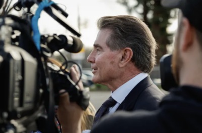 Steve Garvey speaks with reporters in Sacramento on Jan. 17, 2024. Photo by Fred Greaves for CalMatters