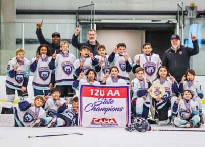 Seven Santa Clarita Valley players were on the Burbank-based California Golden Bears team that won the state 12U Peewee AA championship in March 2024. Courtesy photo.