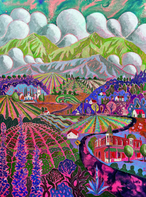 “Utom Valley” by Christopher Noxon, 2024, acrylic and oil on canvas, 48 x 36 inches.