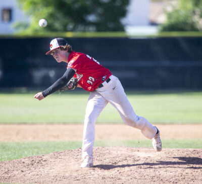 Santa Clarita Christian pitcher Zane Stauffer (22) pitches during the sixth inning of Tuesday's game against Cal Lutheran on May 7 at Hart High School. Habeba Mostafa/ The Signal