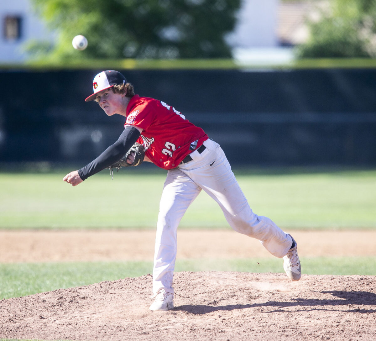 Santa Clarita Christian pitcher Zane Stauffer (22) pitches during the sixth inning of Tuesday's game against Cal Lutheran on May 7 at Hart High School. Habeba Mostafa/ The Signal