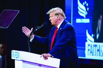 Former President Donald J. Trump speaks at the 2024 Road to Majority Conference in Washington on June 22, 2024. Photo by Madalina Vasiliu 