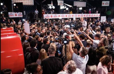The spin room after former President Donald J. Trump and President Joe Biden’s presidential debate in Atlanta on June 27, 2024. Photo by Madalina Vasiliu.