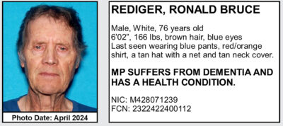 Ronald Rediger, 76, of Newhall, has reportedly been missing since Saturday. Courtesy photo.