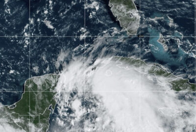 Satellite image of Tropical Storm Helen as it makes its way towards Florida as of 11:40 a.m. Eastern on Sept. 24, 2024. Screenshot: NOAA/NESDIS/STAR-GOES East.