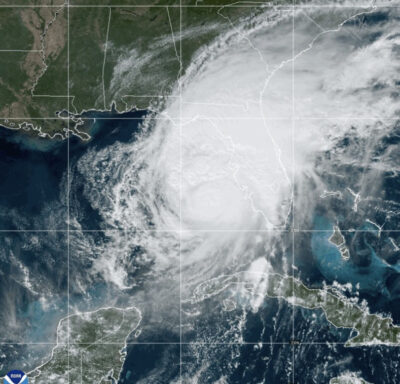 Satellite imagery shows Hurricane Milton as the storm's center approaches the Florida coast on Wednesday afternoon, Oct. 9, 2024. Image credit: National Oceanic and Atmospheric Administration.