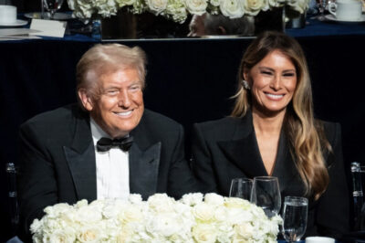 Republican presidential nominee, former President Donald Trump, and Melania Trump at the 79th Annual Alfred E. Smith Memorial Foundation Dinner at the New York Hilton Midtown, on Oct. 17, 2024. Photo by Samira Bouaou.