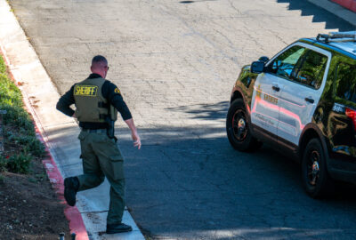 Deputies arrested a man sought for an assault charge on Thursday morning on Trumpet Drive, a cul-de-sac off Valle Del Oro. Katherine Quezada/The Signal