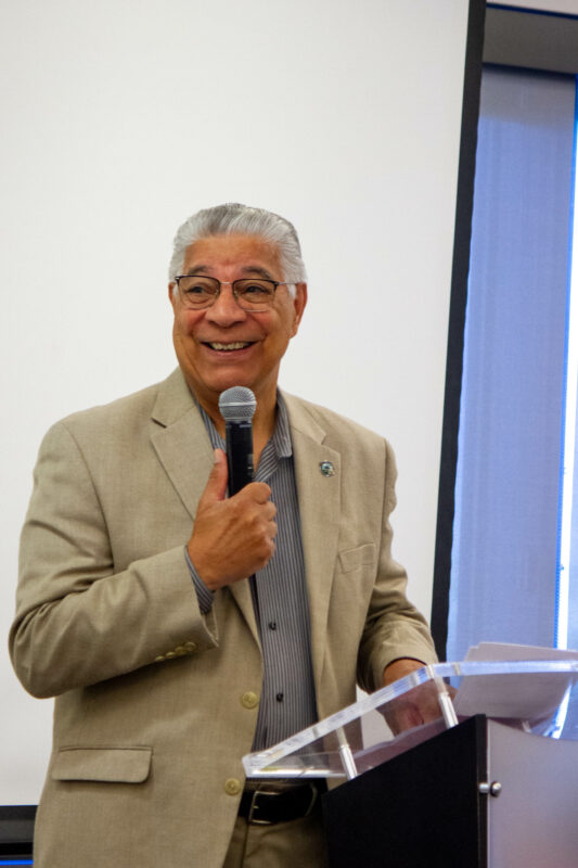Mayor Pro Tem Bill Miranda prepares to speak in front of attendees at the Santa Clarita Valley Mayor's Committee Breakfast to honor National Disability Employment Awareness Month on Thursday morning at the Dr. Dianne G. Van Hook University Center on October 24, 2024. Miranda spoke in place of Mayor Cameron Smyth. Trisha Anas/ The Signal.