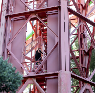 Participants run up the Sky Tower during the second annual Sky Tower Challenge at Six Flags Magic Mountain on Wednesday, Dec. 4. Habeba Mostafa/ The Signal