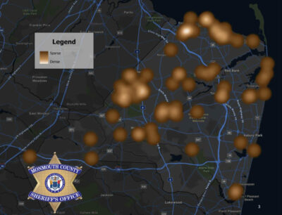 As reported sightings of drones continue throughout Monmouth County, New Jersey, Sheriff Shaun Golden is asking federal and state officials to collaborate in identifying the source of activity reported across the region. Map: Monmouth County Sheriff's Office.