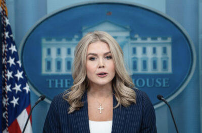 White House Press Secretary Karoline Leavitt speaks during a press briefing at the White House in Washington on Feb. 12, 2025. Photo by Madalina Vasiliu.