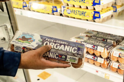 A person grabs a carton of eggs at a store in New York City on Feb. 17, 2025. Photo by Samira Bouaou.