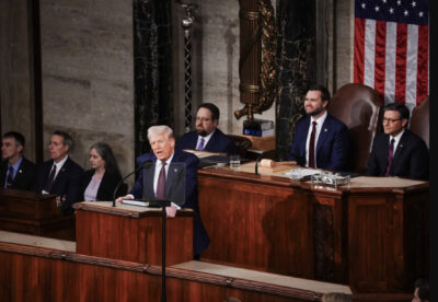 President Donald Trump addresses a joint session of Congress in the House Chamber on Capitol Hill in Washington on March 4, 2025. Photo by Madalina Vasiliu.