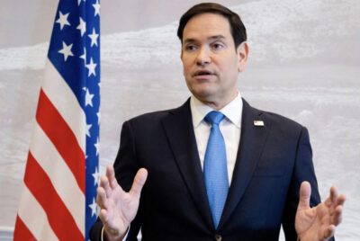 U.S. Secretary of State Marco Rubio speaks to the media during a refueling stop at Shannon Airport in Shannon, Ireland, March 12, 2025, as he travels from talks with Ukraine in Saudi Arabia to attending a G7 Foreign Ministers meeting in Canada. Saul Loeb/Pool photo/AFP via Getty Images