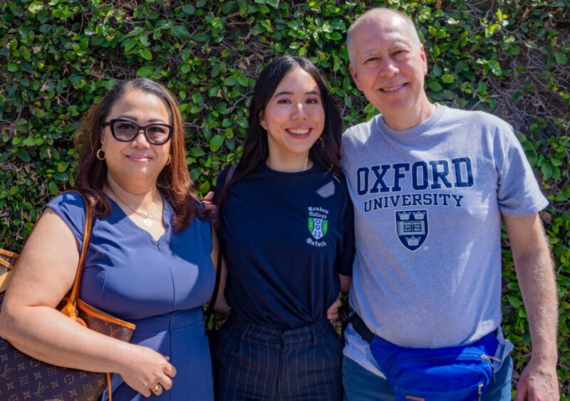 Future Oxford student Christina Paz Arguello (middle) with her parents Jessica and Hector on May 24, 2025 in Canyon Country, Calif. Katherine Quezada/The Signal