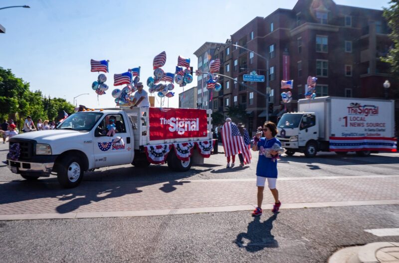 The Signal’s float travels through Main Street during the Fourth of July Parade on July 4, 2025 in Santa Clarita, Calif. Katherine Quezada/The Signal
