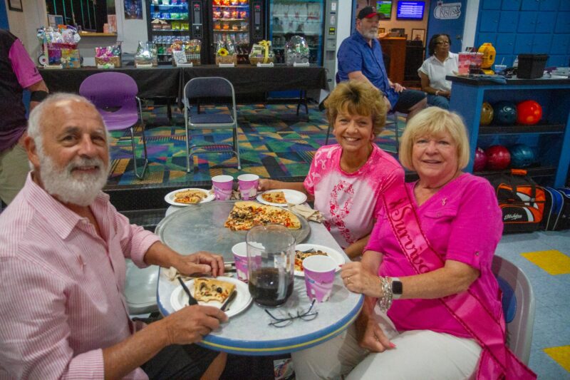 Families of cancer survivors attend and support the annual STRIKE OUT Breast Cancer tournament at the Santa Clarita Lanes aimed to raise funds for the Susan G. Komen 2025 Walk to End Breast Cancer scheduled for later this year, on July 12, 2025 in Saugus, Calif. Katherine Quezada/The Signal
