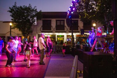 Guests dance to live music during the Senses Block Party “Fandomania” celebration on July 17, 2025 in Old Town Newhall in Santa Clarita, Calif. Katherine Quezada/The Signal